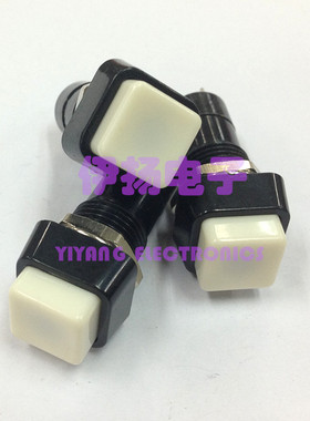 SCI台湾新进进口12MM按钮开关 R13-23 2脚 方形白色按键 自锁按钮