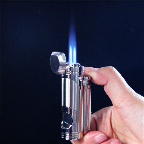 金属直冲打火机防风点烟器双火苗
