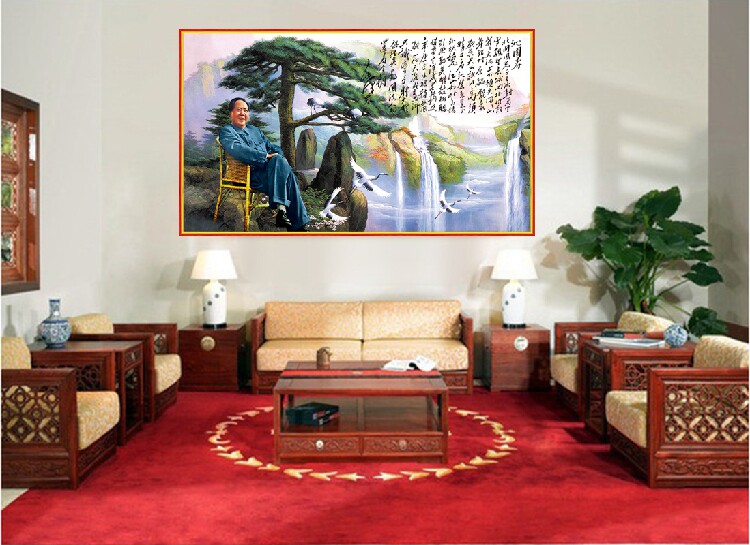 促销迎客松大人物沁园春风景装饰国画