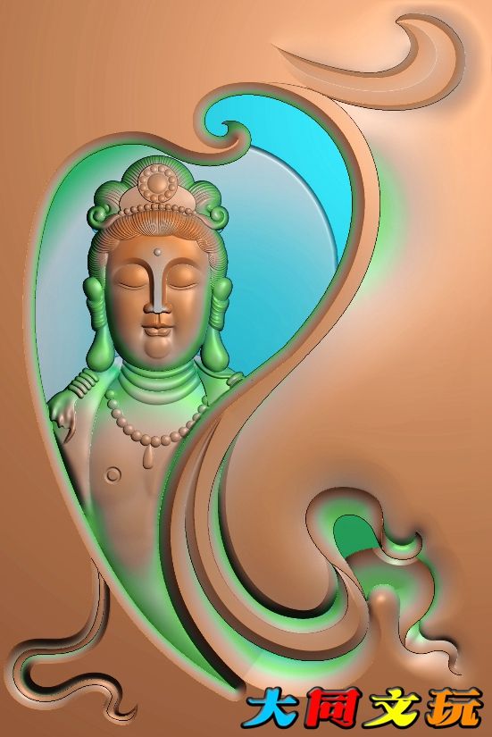 电脑雕刻图 精雕图 浮雕图 灰度图 JDP BMP 46牌子玉雕观音002