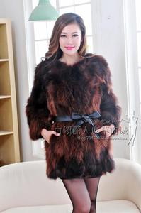 韩版女装新款女式皮草大衣貉子毛保暖修身中长款外套新款