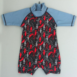 全店清仓不退换儿童连体泳衣男童红色小鱼泳衣游泳宝宝婴儿泳衣