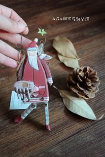 实木手工雕刻木质彩绘插画圣诞老人吊脚家居装饰挂件儿童房壁饰小