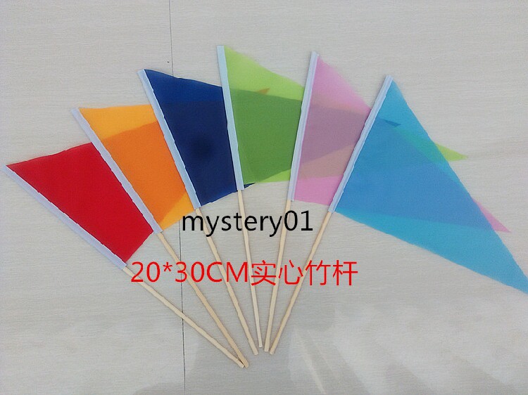50个包邮7号竹竿三角旗小红旗小彩旗做操旗工地记号旗插地测量旗