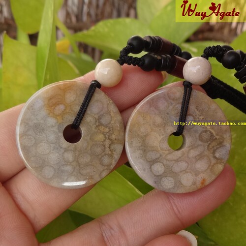 天然台湾珊瑚玉平安扣吊坠情侣款