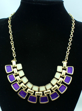 韩版几何图形黄色夸张短款锁骨链