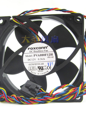 FOXCONN 富士康 8020 8CM 12V 0.36A PVA080F12H -P02-AE 4线风扇