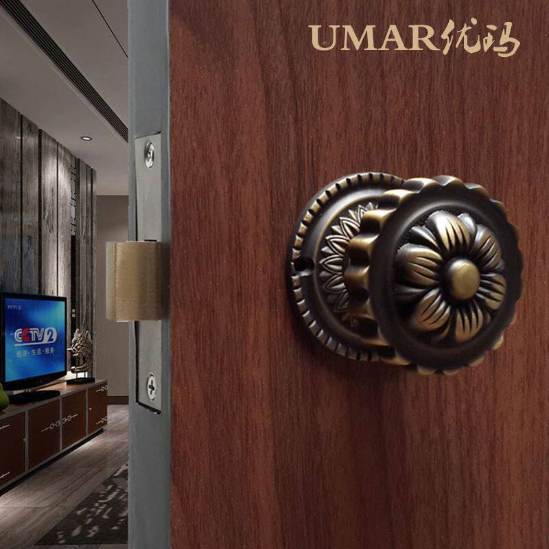 ㊣UMAR优玛纯铜仿古实心把手隐形门锁隐蔽门暗门背景墙门锁单面锁