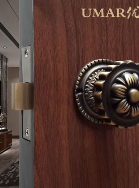 ㊣UMAR优玛纯铜仿古实心把手隐形门锁隐蔽门暗门背景墙门锁单面锁
