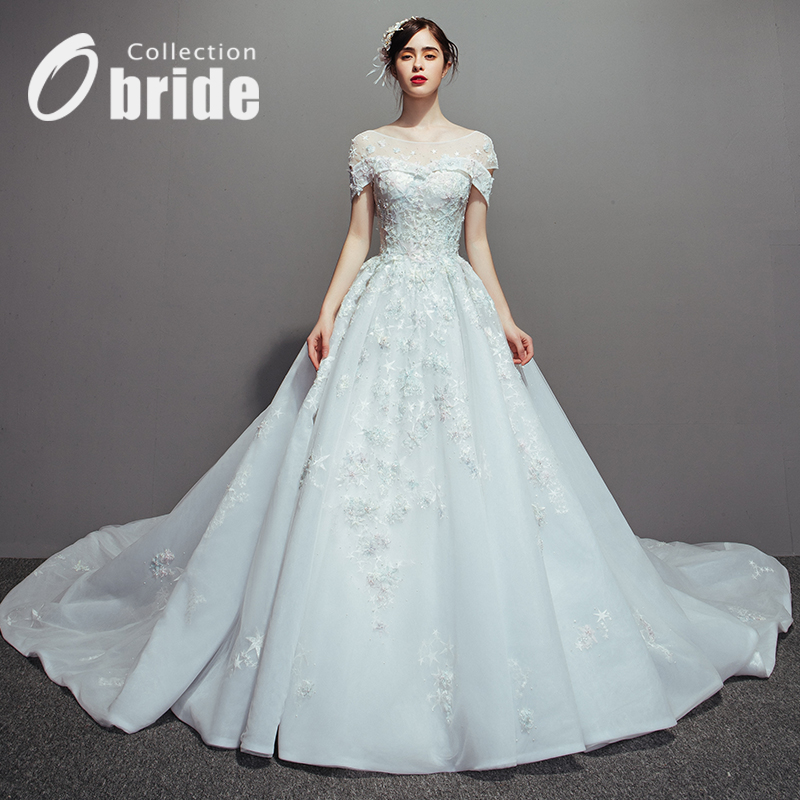 Obride [Star] New original French Dragon Tail Wedding Super Fairy Slimming Bride Hepburn Luxury Custom