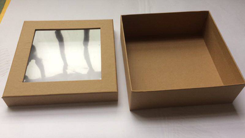 牛皮纸天地盖透明pvc围巾礼盒