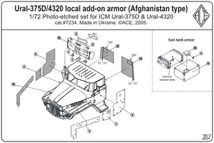ACE pe7234配ICM乌拉尔-375D/4320驾驶室附加装甲蚀刻片阿富汗型