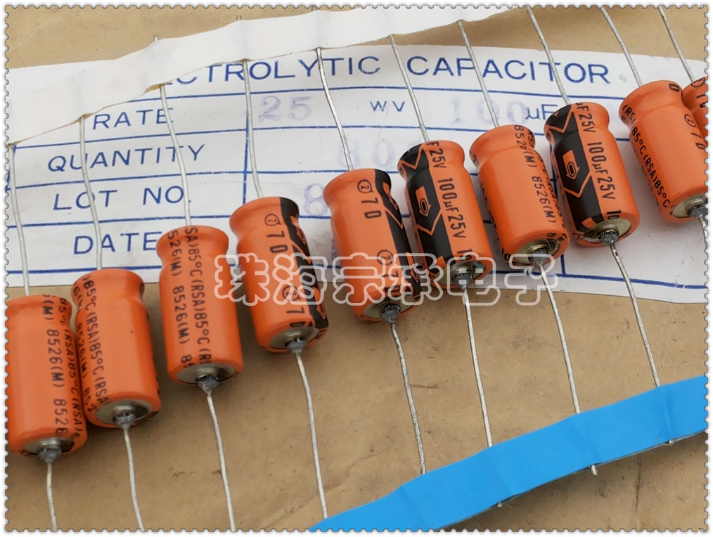 进口美国 100uF 25V 思碧 7D 轴向电解电容 SPRAGUE 8x16