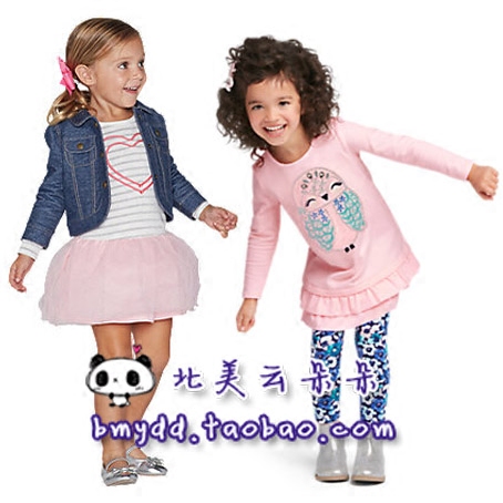 现货 美国Gymboree金宝贝正品 女童 春秋爱心兔长袖T恤拼接连衣裙