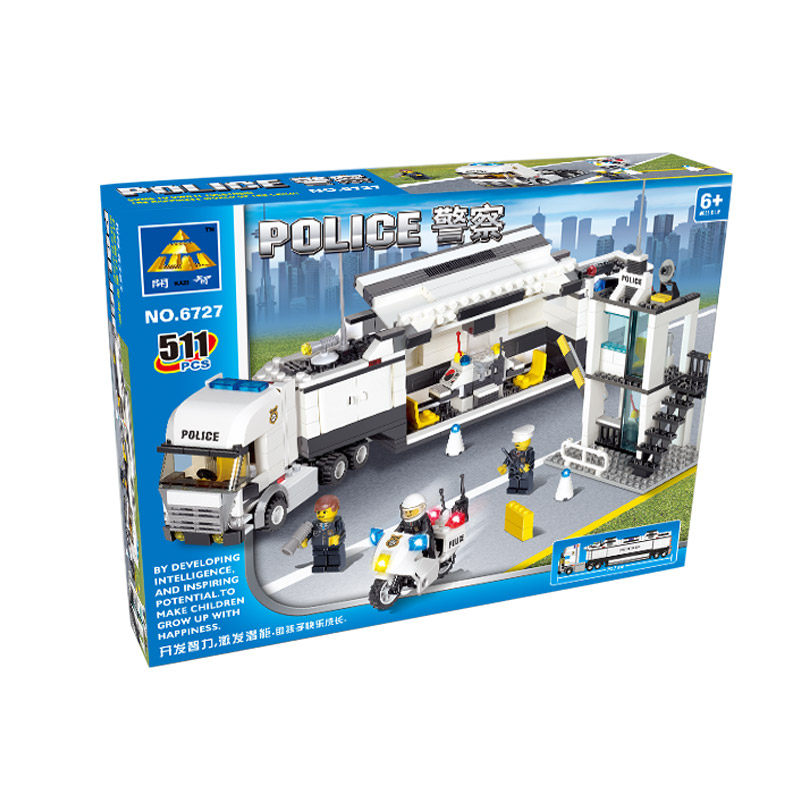 开智积木6727警察指挥车指挥卡车拼装小颗粒积木益智玩具兼容乐高