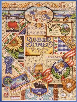 夕绣坊 十字绣图纸打印 Janlynn 023-0347-Summer Sampler夏