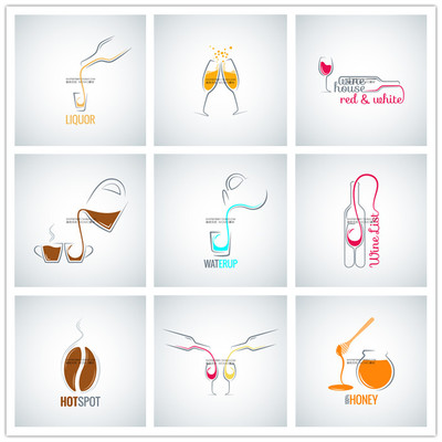 A2535矢量食物酒水咖啡水蜂蜜LOGO模板 AI设计素材