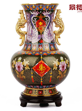 景泰蓝花瓶福禄寿喜传统工艺品