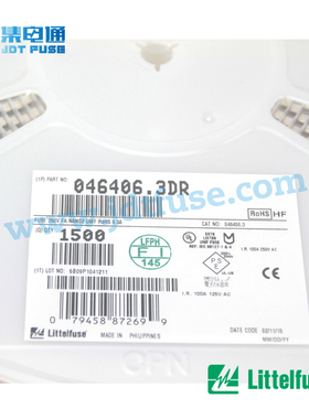 046406.3DR 力特Littelfuse 6.3A/250V 464系列高温一次性保险丝