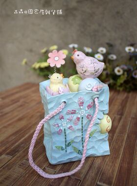 美式乡村风复活节小鸡家居装饰