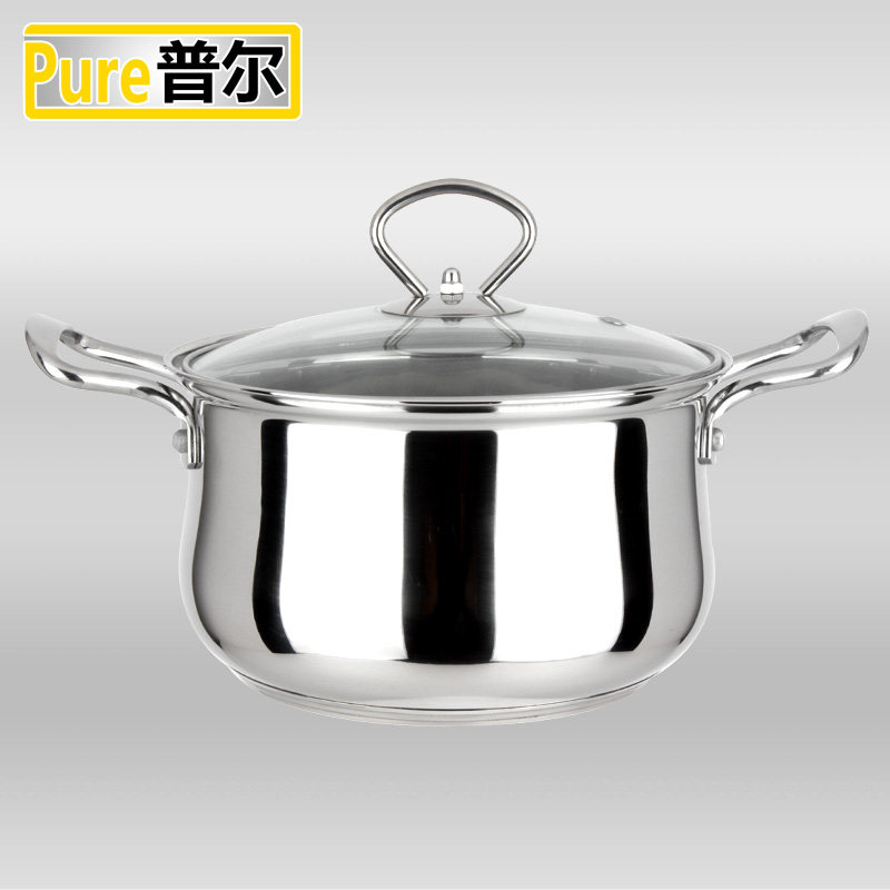 汤锅不锈钢复底加厚家用奶锅炖锅电磁炉锅具16/18/20/22/24cm包邮