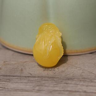 《系石苑》DIY散珠佛珠饰品配件天然蜜蜡福袋钱袋雕件花珠背云2