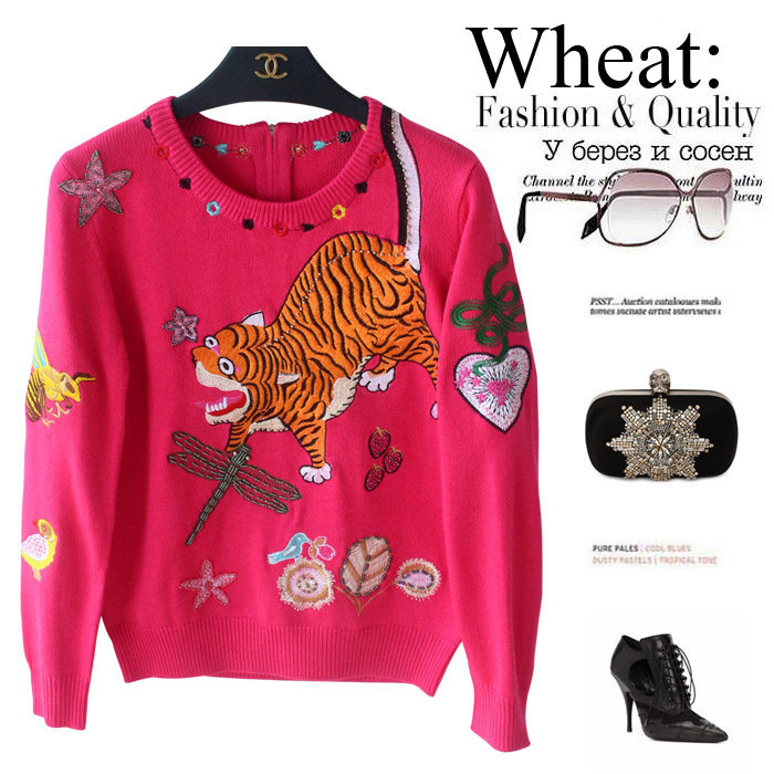 Female sweater 2019 new pattern Europe station fashion heavy industry Beads Embroidery gules Socket Sweater sweater Versatilein the Women's clothing/Boutique , Sweaters  category - from Buy2taobao.com to provide professional Taobao agent buy service