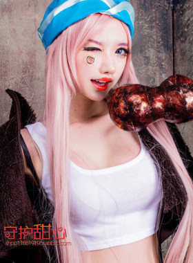 {甜心家}海贼王乔艾莉·波妮烟粉色100cm现货包邮cosplay假发