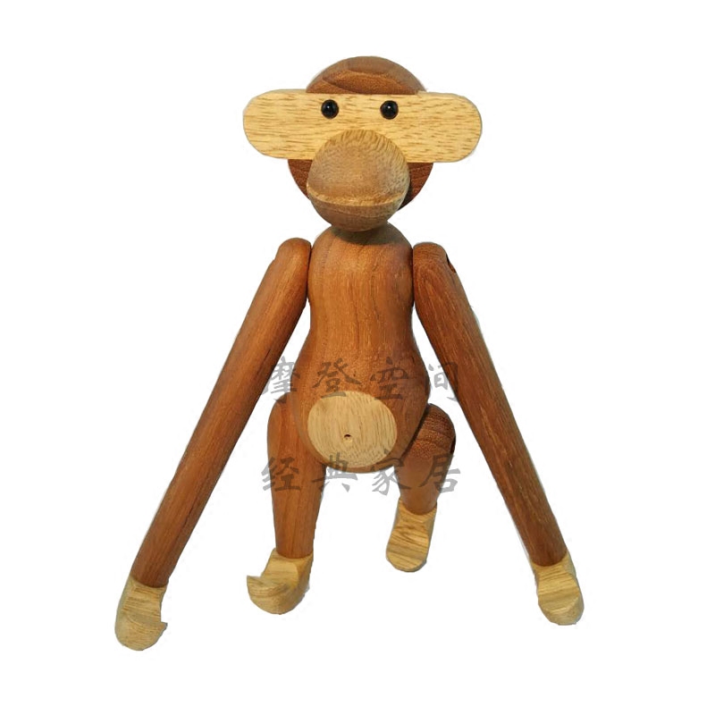 小猴丹麦木偶经典书房简约摆件北欧实木现代小猴子木制品摆放动物