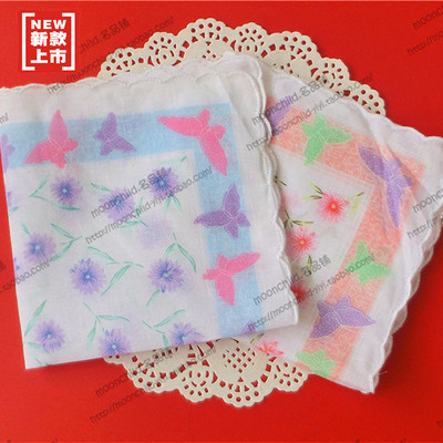 清新月牙老人女士经典怀旧手绢