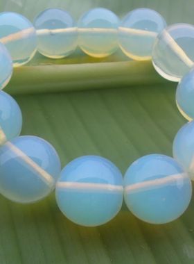 蛋白石水晶手串月光宝石圆珠手饰