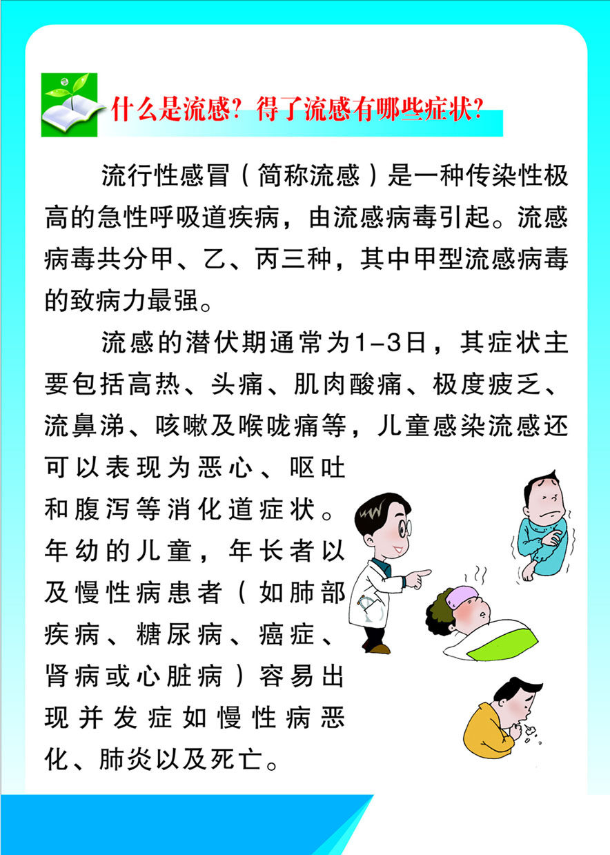 742海报印制展板写真喷绘贴纸868医院健康知识得流感后的症状