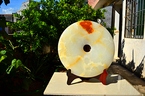 阿富汗玉平安扣摆件天然玉工艺品