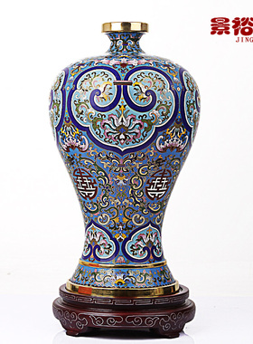 掐丝福寿铜胎珐琅送老人景泰蓝