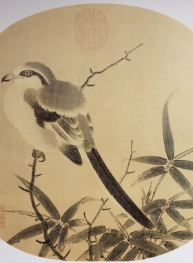 工笔画底稿宋李安忠竹鸠图白描13#打印稿宣纸稿有步骤图+文字