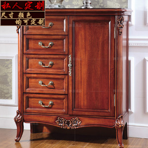 美式实木鞋柜鞋橱高端复古别墅雕花大容量收纳柜玄关柜入户储物柜