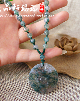 纯天然水草玛瑙雕刻挂件吊坠新品