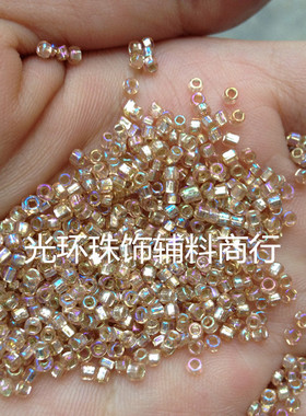 满包邮 手工灌银方孔彩珠2-4mm银心虾红色AB彩银珠 服装辅料散珠