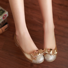 2015 spring fashion designer shoes asakuchi sweet bow shoes sequin shoes comfortable low heel Joker shoes