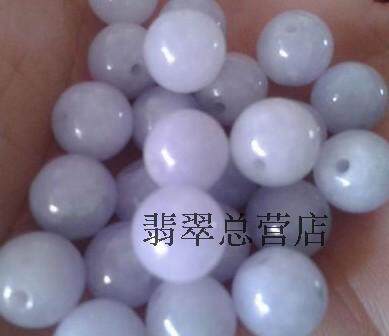 正品翡翠A货紫罗兰色翡翠圆珠DIY手链 散珠6-10mm 光泽水透玉珠子