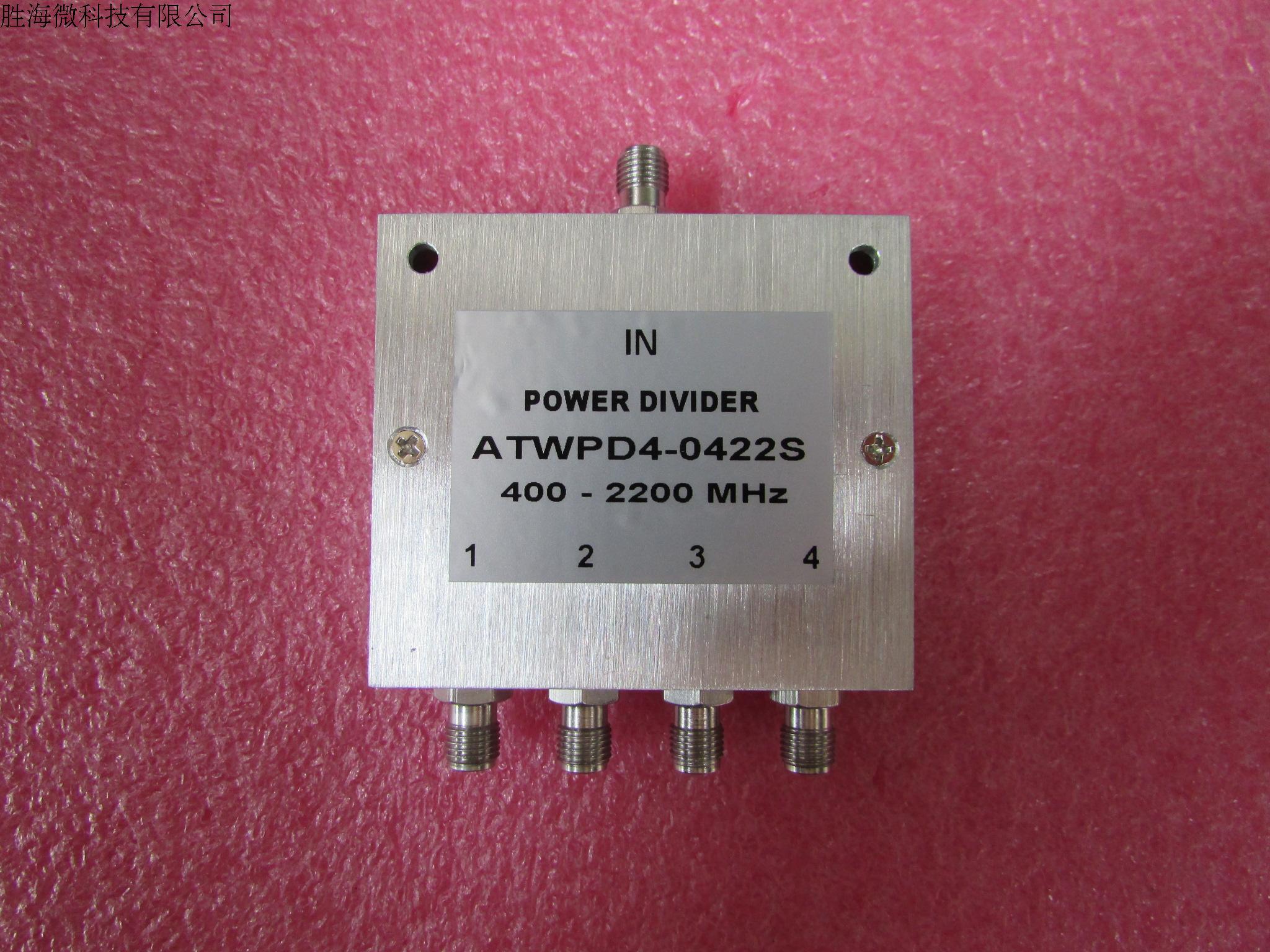 ATWPD4-0422S  400-2200MHz SMA RF射频同轴4路 一分四功分器 合路器 厂家承若质量保修1年，请放心购买  型号：ATWPD4-0422S   50欧姆 一分四  功分器/合路器   SPECIFICATIONS Frequency Range:  400-2200MH