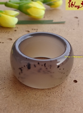 天然无烧灰玛瑙扳指戒指男民族风