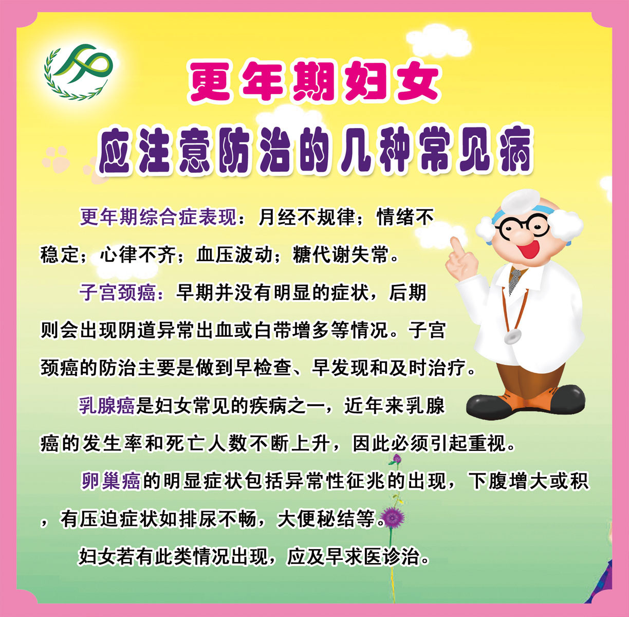 海报印制657素材653更年期妇女应注意的几种常见病