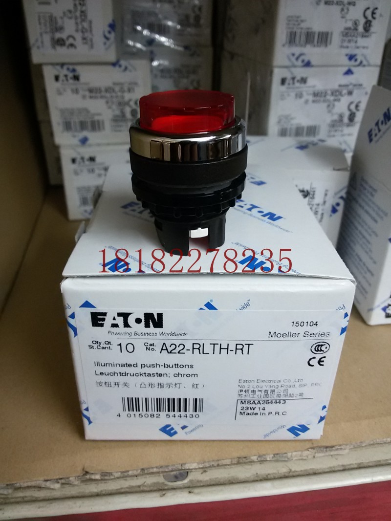 EATON MOELLER伊顿穆勒带灯按钮头A22-RLTH-RT