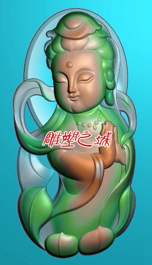 精雕图 灰度图 浮雕图 宝宝佛飘逸莲花观音