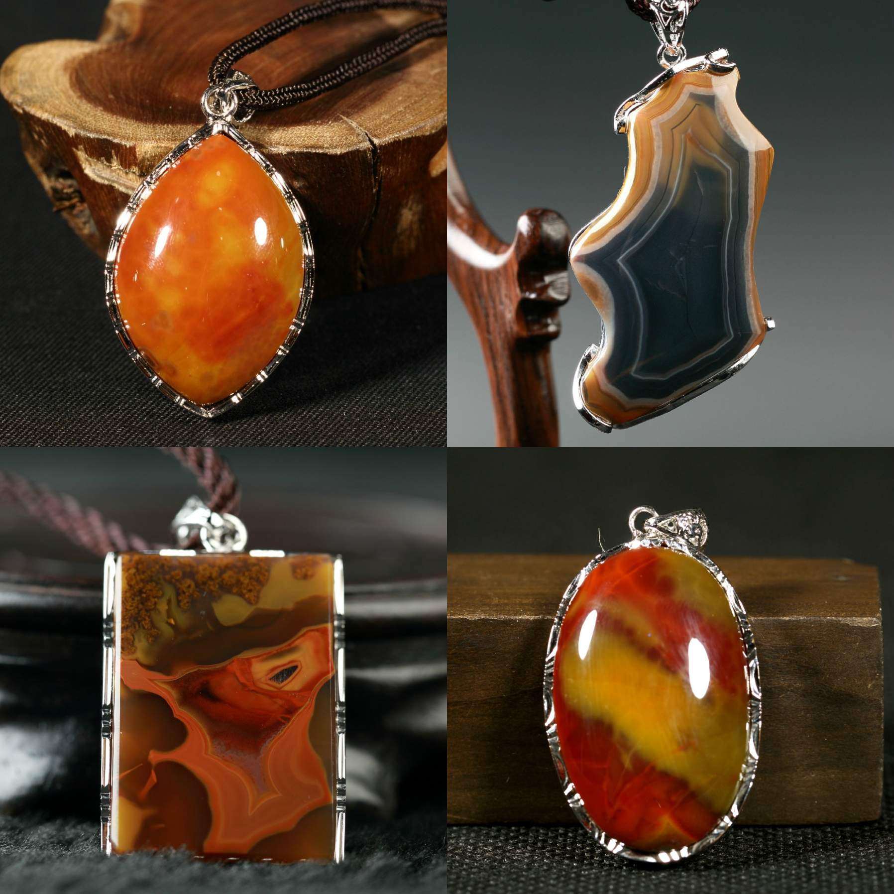 珏艺坊宣化战国红玛瑙精品镶嵌毛衣链吊坠项坠 XQCP20