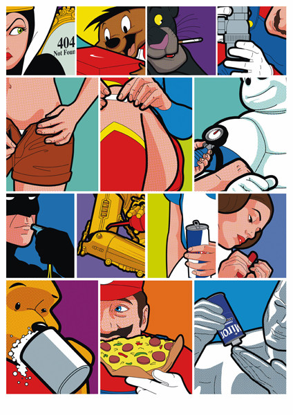 整版 猥琐美漫人物 波普潮流配色 笔记本贴纸 拉杆箱贴纸 酒吧贴