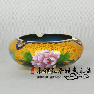 老北京景泰蓝烟灰缸 实地磨光烟缸 铜胎掐丝 特色摆件日用礼物