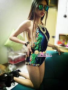 亮片性感舞台装女式士dj夜场演出服女歌手ds夜店工作服连体套装夏