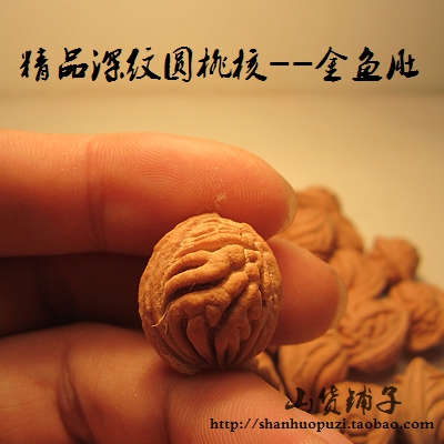 龙纹桃核精品手串秦岭大小原料野生正圆男女式桃胡  深纹金鱼肚